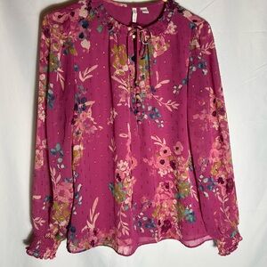 Cato Vibrant Floral Long Sleeve Blouse